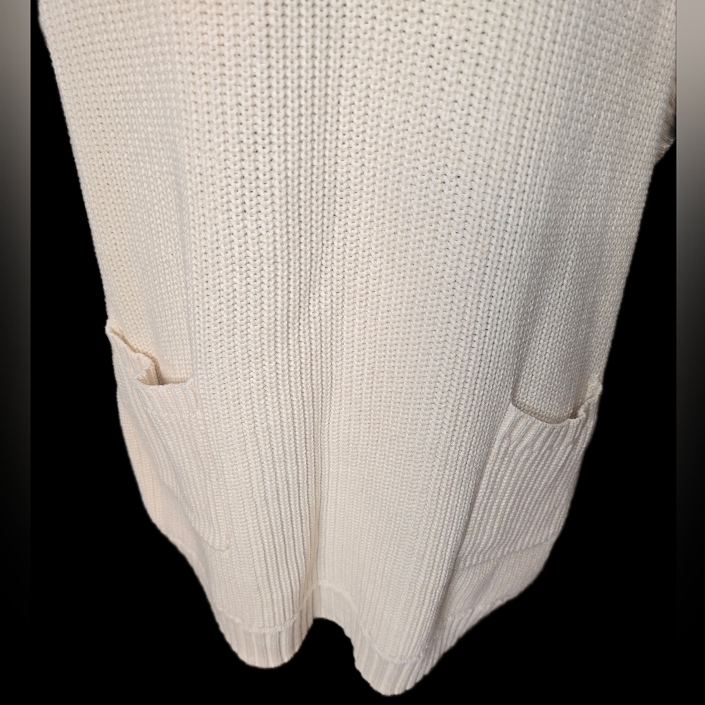 Coldwater Creek 1X Heavy Ribbed Cotton Poncho Cape Sweater Cream - Picture 2 of 9